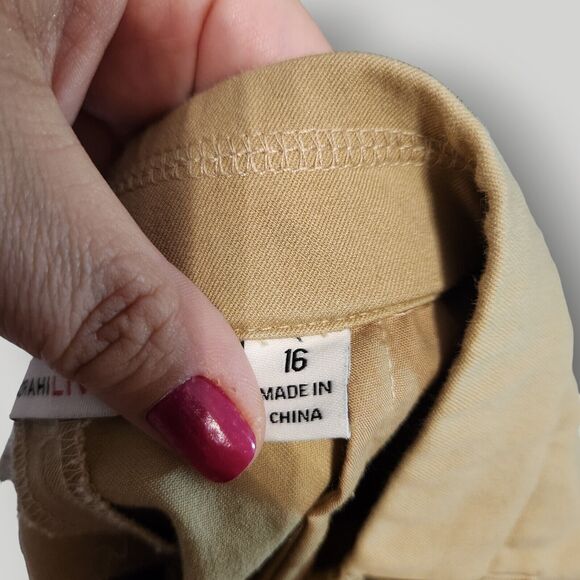 Isaac Mizrahi Live Women's 16 Khaki Tan Straight Leg STRETCH Chino Pants - Picture 3 of 12